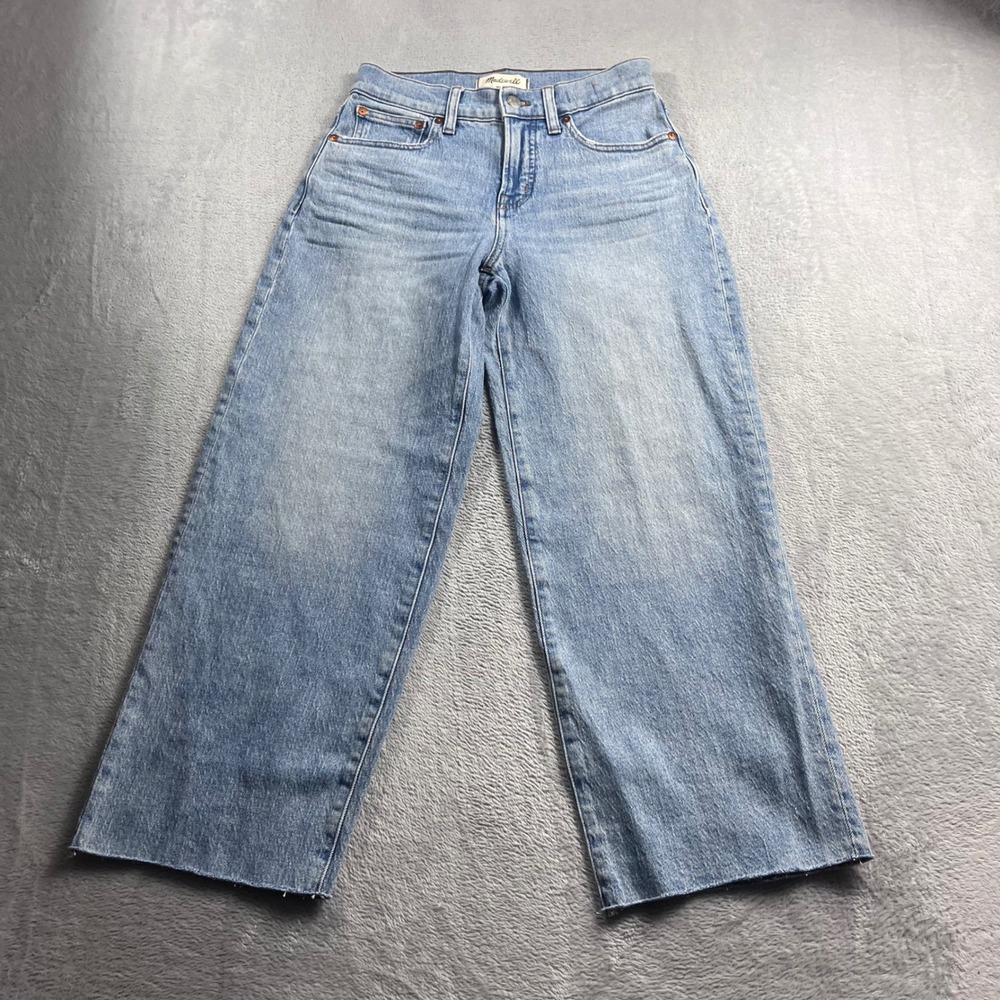 Madewell Perfect Vintage Wide-Leg Crop Jeans Light Wash Raw Hem 25P